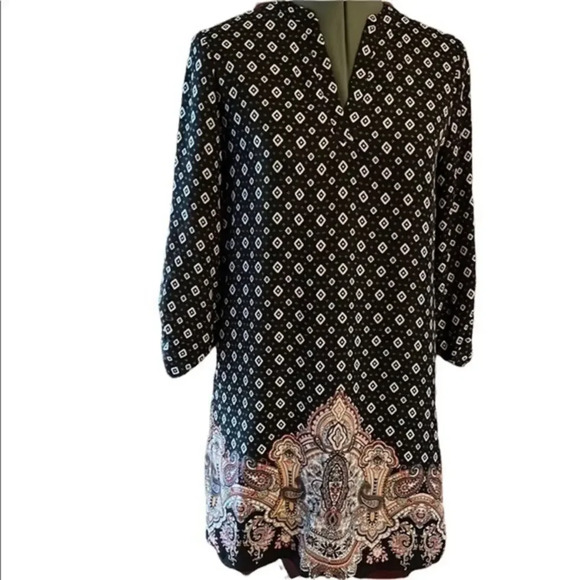 NWOT Buttons X Francesca’s Diamond Geo Paisley Shift Dress Size Small - Picture 1 of 11